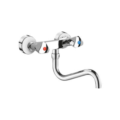 Wall-mounted mechanical sink mixer