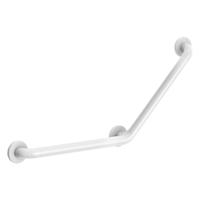 Angled Nylon grab bar 135°, white, anti-bacterial, 400 x 400mm