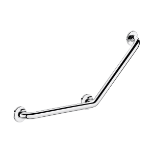 Angled stainless steel grab bar 135°, bright, 400 x 400mm