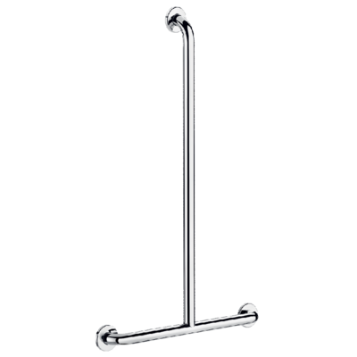 T-shaped polished stainless steel shower grab bar