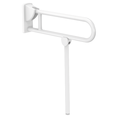 White anti-bacterial Nylon drop-down rail, L. 650mm, with leg