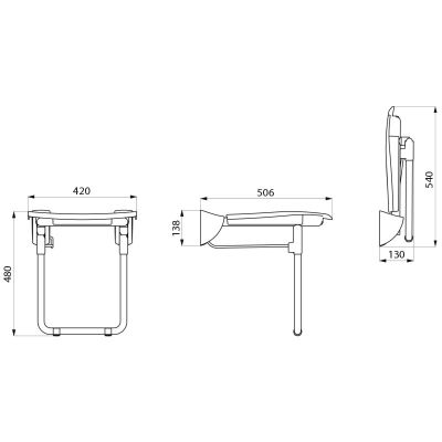 Lift-up Comfort shower seat with leg (ref. 510430) - DELABIE