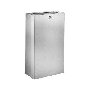Wall-mounted stainless steel bin with lid and lock, 16 litres
