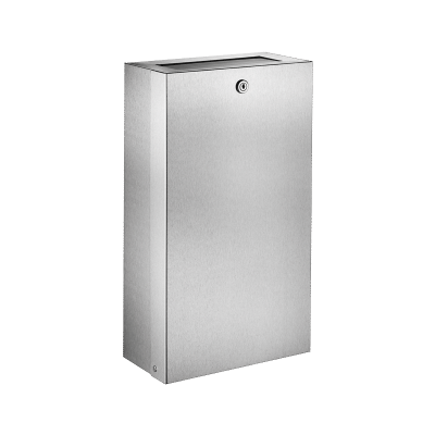 Wall-mounted stainless steel bin with lid and lock, 16 litres