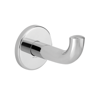 Bright polished stainless steel coat hook, long model