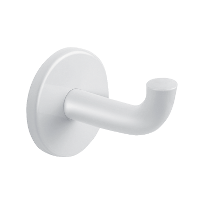 White powder-coated stainless steel coat hook, long model