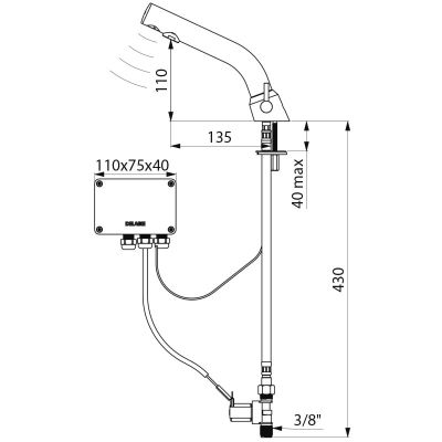 Robinet mitigeur Delabie Binoptic Mix, secteur 12V 