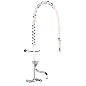 Wall-mounted pre-rinse set with mixer and telescopic spout