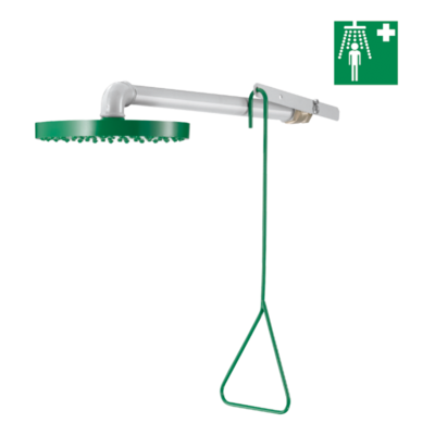 Wall-mounted safety shower