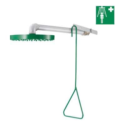 Wall-mounted safety shower