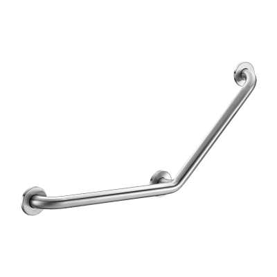 Angled stainless steel grab bar 135°, satin, 400 x 400mm