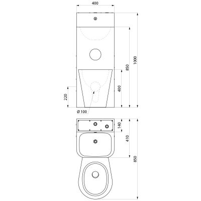 KOMPACT Réf. 160400 : Lavabo WC suspendu en inox à poser au sol