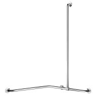5481P-Corner grab bar with sliding vertical bar, bright stainless steel