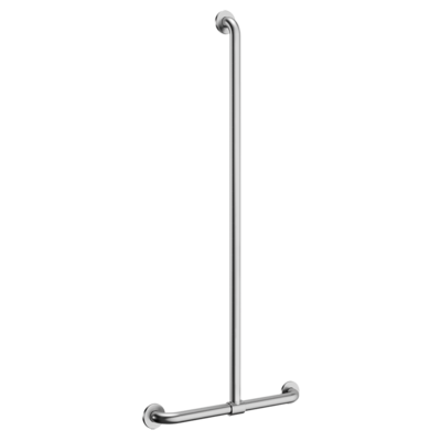T-shaped stainless steel grab bar with sliding vertical bar, satin