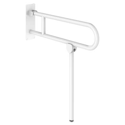 Basic drop-down support rail, white, L. 760 mm, with leg