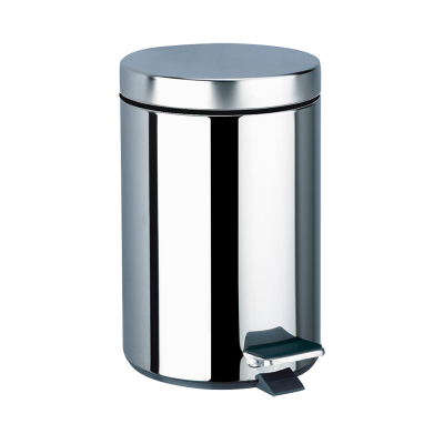 Round, stainless steel pedal bin, 5 litres