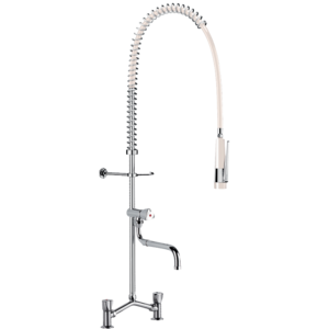 Twin hole pre-rinse set with mixer and telescopic spout