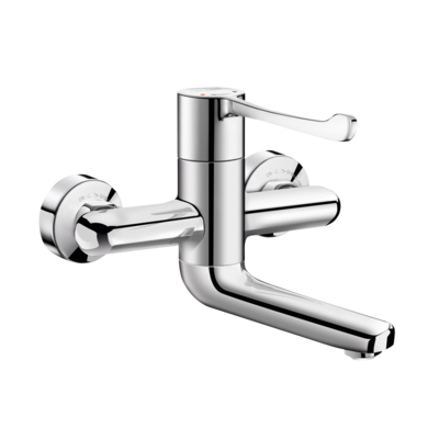 Wall-mounted sequential mechanical basin mixer