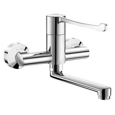 Wall-mounted sequential mechanical basin mixer
