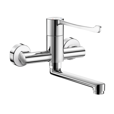 Wall-mounted sequential mechanical basin mixer