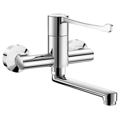 Wall-mounted sequential mechanical basin mixer
