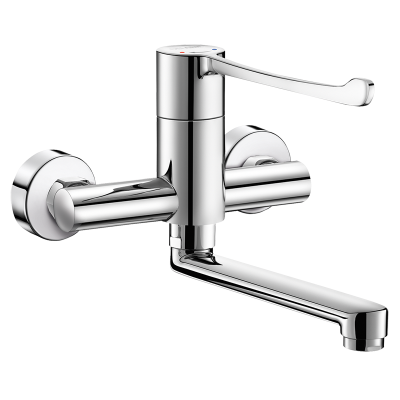 Wall-mounted sequential mechanical basin mixer