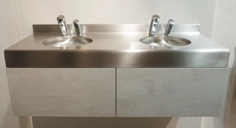DUPLO wall-mounted stainless steel multiple washbasin