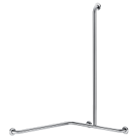 5481DS-Angled shower grab bar with vertical bar, satin stainless steel