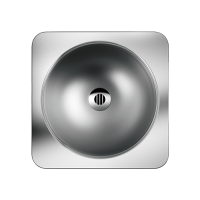 Stainless steel washbasins viewed from above