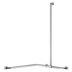 5481P-Corner grab bar with sliding vertical bar, bright stainless steel