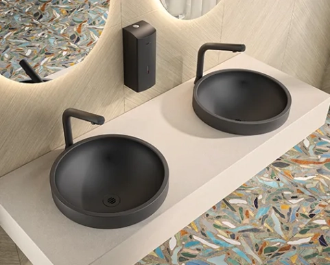Black RAVA countertop washbasin, with a sophisticated, lasting design